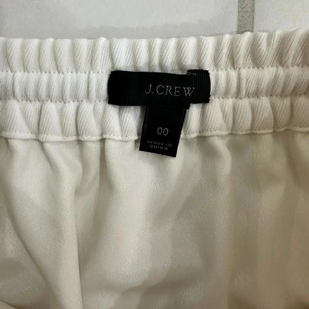 J.Crew Womens Drapey Double Twill Skirt 00 Ivory Mini Drawstring Pockets